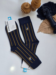 جوراب ساقدار فانتزی lucky socks طرح راه راه گلدوزی اسب